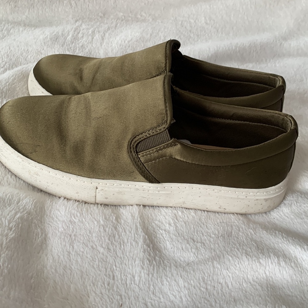 Mossimo Olive Green Satin Slip-On Sneakers